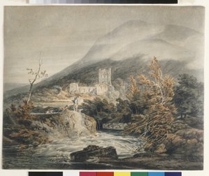 Abadia de Llanthony, Monmouthshire (aguarela sobre papel branco) de Joseph Mallord William Turner