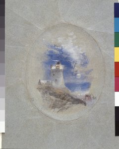 Farol Lowestoffe (guache em papel azul) de Joseph Mallord William Turner