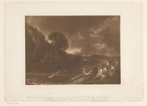 Paisagem tempestuosa com inundações e pessoas se afogando O Dilúvio Estudos de paisagem (título da série) Liber Studiorum (título da série) de Joseph Mallord William Turner