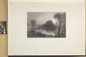 Castelo de Tamworth, Staffordshire (gravura e gravura em papel da Índia, chine collé) de Joseph Mallord William Turner