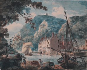 O desfiladeiro Avon em Bristol com a Old Hot Wells House, c. 1792 (grafite, aguarela, caneta e tinta castanha) de Joseph Mallord William Turner