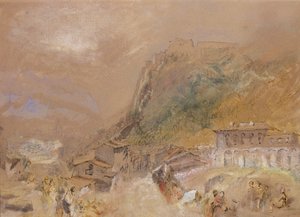 A Bastilha em Grenoble, a partir da aldeia de La Tronche, c.1836 (aguarela sobre papel) de Joseph Mallord William Turner