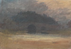 A ponte sobre o rio Rye, em Helmsley, com o castelo ao fundo de Joseph Mallord William Turner