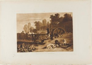The Farm Yard with the Cock, placa 17 do Liber Studiorum de Joseph Mallord William Turner