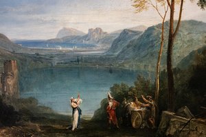 O Lago de Avernus, Aeneas, o Cumaean Sybil, detalhe de Joseph Mallord William Turner