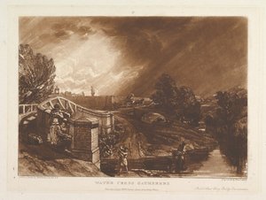 Coletores de Agrião de Água, Ponte de Ferry para Trilhos, Twickenham Liber Studiorum, pa ..., 1 de janeiro de 1819. de Joseph Mallord William Turner