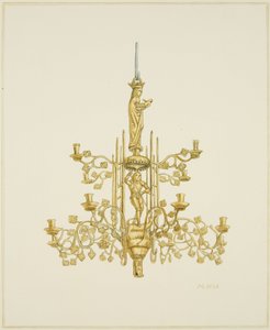 Candelabro de latão na Igreja do Templo (aguarela sobre papel) de Joseph Manning