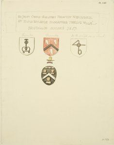 Capas de Armas no túmulo de Framton [Frampton] 1357 (lápis e aguarela sobre papel) de Joseph Manning