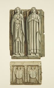 Efígies sobre o túmulo de Thomas Rowley e sua esposa na cripta da Igreja de São João (aguarela sobre papel) de Joseph Manning