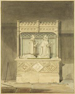Monumento de John Aldworth e seu filho (aguarela sobre papel) de Joseph Manning
