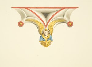 Uma das cúspides do Túmulo de Canynges em St Mary Redcliffe (aguarela sobre papel) de Joseph Manning