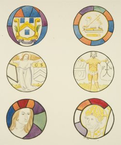 Vidro manchado na janela da Capela dos Tecelões na Igreja do Templo (aguarela sobre papel) de Joseph Manning