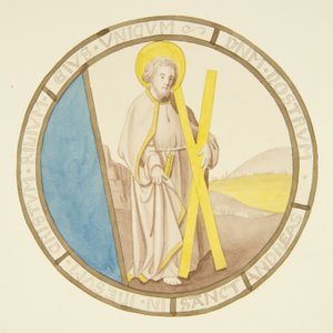 Vidro manchado na janela da capela privada do Palácio do Bispo: Santo André (aguarela sobre papel) de Joseph Manning