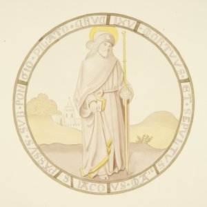 Vidro manchado na janela da capela privada do Palácio do Bispo: São Tiago (aguarela sobre papel) de Joseph Manning