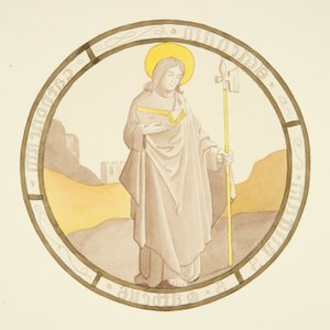 Vidro manchado na janela da capela privada do Palácio do Bispo: São Mateus (aguarela sobre papel) de Joseph Manning