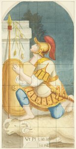 Janela de vidro manchado na extremidade leste do corredor sul da Catedral de Bristol mostrando Gideon e o Velo (aquarela sobre papel) de Joseph Manning