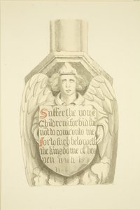 Treliça contra pilar no ângulo sudoeste, perto do órgão de Santa Maria Redcliffe (aguarela sobre papel) de Joseph Manning