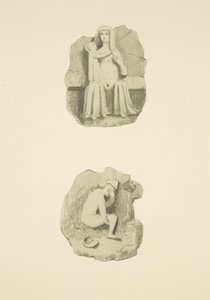 Duas virilhas (chefes) no tecto de St Mary Redcliffe (aguarela sobre papel) de Joseph Manning