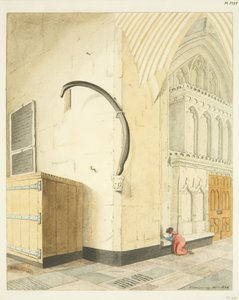 Costela de baleia no corredor norte de St Mary Redcliffe (aguarela sobre papel) de Joseph Manning