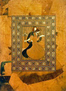 Cena Gallant, incrustação decorativa na porta da sala de música, desenho de Joseph Maria Olbrich (1867-1908), Viena, Áustria de Joseph Maria Olbrich