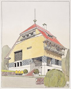 Estudo para a Casa de Olbrich, Darmstadt, da &39;Arquitetura de Olbrich&39;, publicado em 1904.