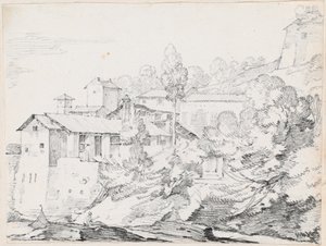 Edifícios italianos em uma encosta de Joseph Marie Vien