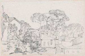Telhados e pinheiros guarda-chuva de Joseph Marie Vien