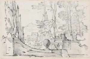 Vista através da parede de um jardim italiano de Joseph Marie Vien