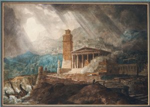 Capriccio de um porto romano durante uma tempestade de Joseph Michael Gandy