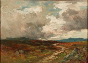 Storm Clouds Over the Hills (óleo a bordo)