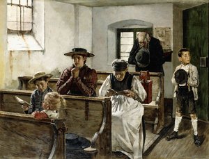 Uma família em oração de Joseph Molitor Von Muhlfeld