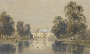 Os guardas a cavalo da ponte, St Jamess Park, 1833 (lápis e wc com bodycolour no papel) de Joseph Murray Ince