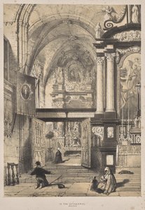 Arquitetura da Idade Média: Na Catedral, Bruges de Joseph Nash