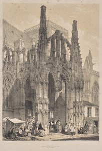 Arquitetura da Idade Média: Louviers, Normandia, South Porch de Joseph Nash