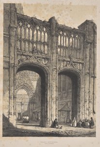 Arquitetura da Idade Média: Catedral de Rouen, entrada norte de Joseph Nash