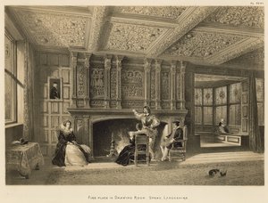 Fogo-lugar na sala de estar, Speke, Lancashire
