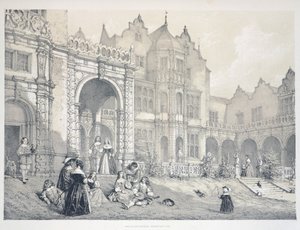 Holland House em Kensington, Londres, Ilustração de The Mansion in England in the Olden Time, de Joseph Nash de Joseph Nash