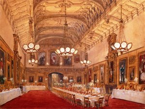 St Georges Hall, Castelo de Windsor, 1844 (wc) de Joseph Nash