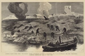 O Bombardeio de Alexandria, Landing Party do HMS Invincible, sob o Tenente Barton R Bradford e o Tenente de Bandeira, o Honorável Hedworth Lambton, que está destruindo armas em Fort Mex