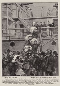 A vinda em casa do Pavonia, desembarque dos passageiros em Liverpool de Joseph Nash