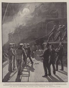 As manobras navais, coalescendo HMS Benbow pela luz elétrica