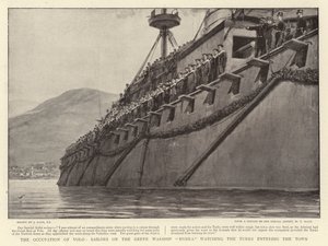 A ocupação de Volo, marinheiros no navio de guerra grego Hydra, observando os turcos entrarem na cidade