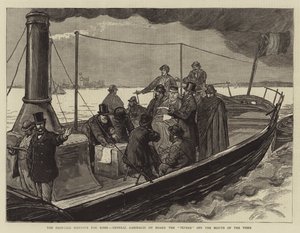 O porto proposto para Roma, General Garibaldi a bordo do Tevere fora da foz do Tibre