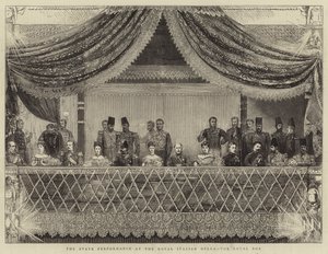 A actuação do Estado na Royal Italian Opera, a Royal Box (gravura) de Joseph Nash