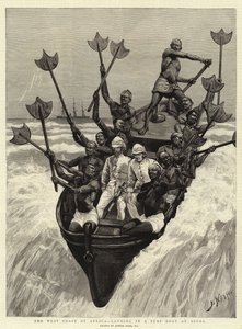 A costa oeste da África, pousando em um barco de surf em Acra