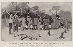 Com o Advance Guard da Expedição Ashanti de Joseph Nash