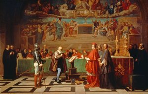 Galileo Galilei (1564-1642) antes dos membros do Santo Ofício no Vaticano em 1633, 1847
