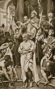 O Batismo de Clovis, Reims, 496 dC, ilustração da "História das Nações de Hutchinson", 1915
