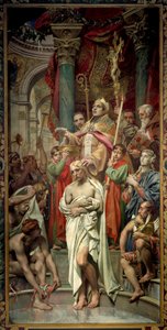 O batismo do Rei dos Francos Clovis I (466-511) em Reims pela Eveque Saint Remi em 25/12/496 (ou 499). Pintura de Joseph Blanc (1846-1904) Paris do século XIX, Pantheon