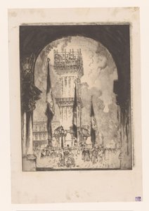 Campanile de Veneza em construção Reconstruindo o Campanário, No. EU de Joseph Pennell (signed by artist)